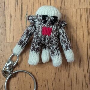 Sock Monkey Hand Keychain